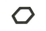 Hexagon Choker Charm, 6 Oxidized Brass Black Hexagon Charms With 1 Hole, Pendants, Findings (26.5x19x1mm) E018