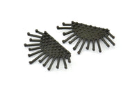 Ay ve Güneş, 2 Oksitlenmiş Pirinç Siyah Hilal ve Yarı Güneş Etnik Kolye, 2 Halka, Bulgular, Tılsımlar (37x21x1mm) BS 2444 S819