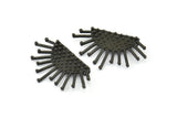 Ay ve Güneş, 2 Oksitlenmiş Pirinç Siyah Hilal ve Yarı Güneş Etnik Kolye, 2 Halka, Bulgular, Tılsımlar (37x21x1mm) BS 2444 S819