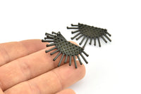 Ay ve Güneş, 2 Oksitlenmiş Pirinç Siyah Hilal ve Yarı Güneş Etnik Kolye, 2 Halka, Bulgular, Tılsımlar (37x21x1mm) BS 2444 S819