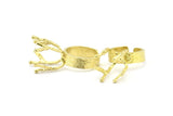 Claw Ring Settings - 2 Raw Brass 4 Claw Ring Blanks For Natural Stones V051