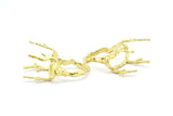 Claw Ring Settings - 2 Raw Brass 4 Claw Ring Blanks For Natural Stones V050