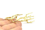 Claw Ring Settings - 2 Raw Brass 4 Claw Ring Blanks For Natural Stones V050