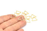 Gold Triangle Charm, 12 Gold Plated Brass Open Triangle Ring Charms (14x1mm) BS 1023