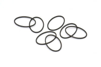 Black Oval Charm, 50 Oxidized Brass Black Oval Connectors (20x13 mm) Bs 1667