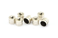 Silver End Cap, 6 Antique Silver Plated Brass End Cap ,  Cord Tip -10mm Cord End - (11x13.5mm) D0412 H0693