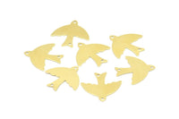 Brass Bird Connector, 50 Raw Brass Bird Connectors With 2 Holes, Charms, Findings (19mm) B0335