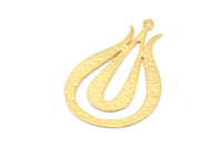 Gold Tulip Pendant, 1 Gold Plated Brass Textured Tulip Flower Pendants With 1 Loop, Charms, Earrings (46x30x0.80mm) V113