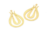Gold Tulip Pendant, 1 Gold Plated Brass Textured Tulip Flower Pendants With 1 Loop, Charms, Earrings (46x30x0.80mm) V113