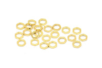 Altın Altıgen Yüzük, 24 Altın Kaplama Pirinç Altıgen Yüzük (6x1mm) D0012