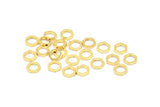 Altın Altıgen Yüzük, 24 Altın Kaplama Pirinç Altıgen Yüzük (6x1mm) D0012