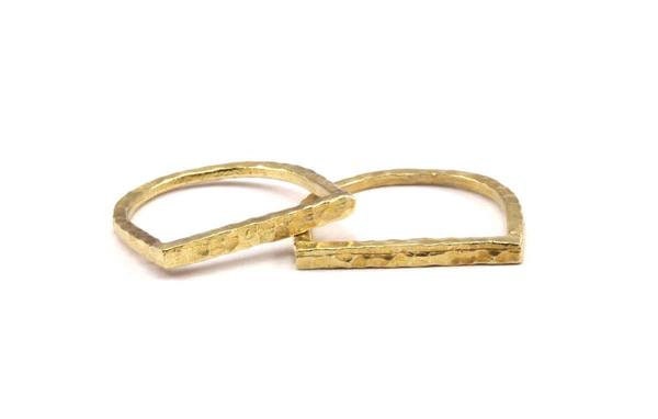 Pirinç Yüzük Charm, 5 Çekiçlenmiş Ham Pirinç Boho Yüzük 17 - 17,5 - 18,5 mm