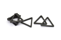 Black Triangle Charm - 6 Oxidized Brass Black Triangles (24x2mm) D0015