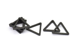 Black Triangle Charm - 6 Oxidized Brass Black Triangles (24x2mm) D0015