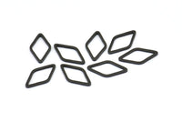 Open Cut Diamond, 25 Oxidized Brass Black Open Diamond Ring Charms (9x17x1mm) D0029