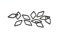 Open Cut Diamond, 25 Oxidized Brass Black Open Diamond Ring Charms (9x17x1mm) D0029