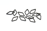 Open Cut Diamond, 25 Oxidized Brass Black Open Diamond Ring Charms (9x17x1mm) D0029