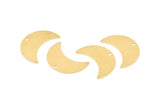 Brass Moon Charm, 10 Raw Brass Moon Charms with 1 Hole, Pendants, Earrings (22x10x0.50mm) D0750