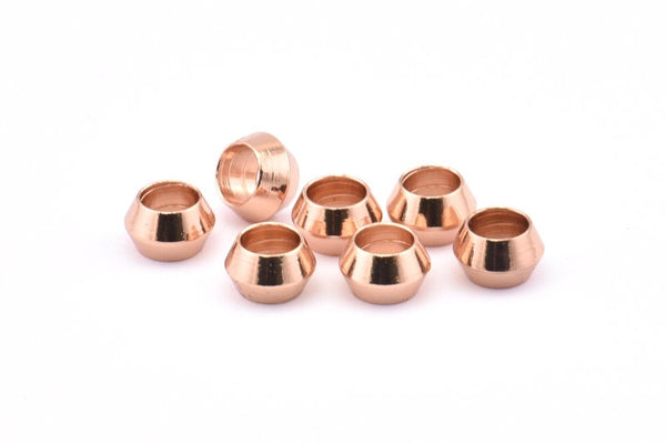 Rose Gold Spacer Beads, 6 Rose Gold Plated Brass Spacer Beads (8.5x5.5mm) A0433 Q0641