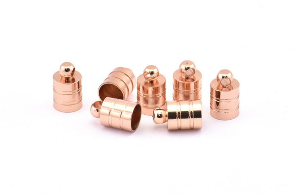 Rose Gold End Cap, 6 Rose Gold Plated Brass End Cap, Cord Tip, 6mm Cord End (7x11mm) Cap1 b0019 Q0640