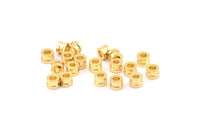 Gold Spacer Bead, 25 Gold Plated Brass Spacer Beads (4x3mm) D0072