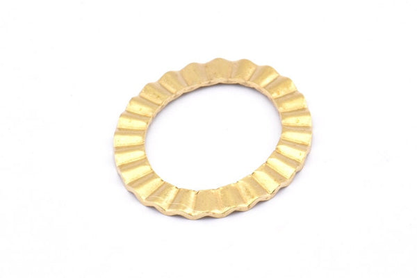 Pirinç Oval Charm, Deliksiz 6 Ham Pirinç Dalgalı Oval Bağlantı Parçası, Bulgular (28x33x1mm) D894