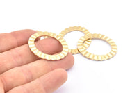 Pirinç Oval Charm, Deliksiz 6 Ham Pirinç Dalgalı Oval Bağlantı Parçası, Bulgular (28x33x1mm) D894