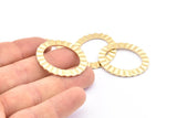 Pirinç Oval Charm, Deliksiz 6 Ham Pirinç Dalgalı Oval Bağlantı Parçası, Bulgular (28x33x1mm) D894