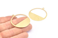 Brass Round Charm, 6 Raw Brass Round Charms With 1 Loop, Earrings, Pendants, Findings (41x38x0,80mm) D0693