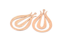 Rose Gold Tulip Pendant, 1 Rose Gold Plated Brass Textured Tulip Flower Pendants With 1 Loop, Charms, Earrings (46x30x0.80mm) V113