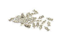 Silver Tulip Charm, 50 Antique Silver Plated Brass Tulip Charms (10x5mm) A0507