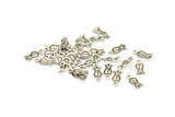 Silver Tulip Charm, 50 Antique Silver Plated Brass Tulip Charms (10x5mm) A0507
