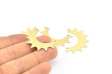 Brass Sun Pendant, 10 Raw Brass Sun Pendants With 2 Holes, Earrings, Findings (35x24x12x0.80mm) B0276
