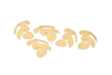 Brass Leaf Charm, 24 Raw Brass Leaf Charm Earrings With 1 Hole, Findings (21x13x0.80mm) D879