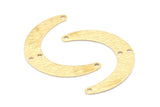 Brass Moon Charm, 24 Raw Brass Textured Crescent Moon Charms With 4 Holes, Connectors (28x19x0.60mm) D915