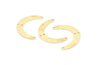 Brass Moon Charm, 24 Raw Brass Textured Crescent Moon Charms With 4 Holes, Connectors (28x19x0.60mm) D915