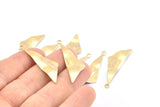 Brass Triangle Charm, 12 Raw Brass Wavy Triangle Charms With 1 Loop, Earrings, Findings (40x12x0.80mm) D885