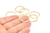 Brass Circle Charm, 24 Raw Brass Wavy Circle Charms Without Hole, Earrings, Findings (26x25x0.60mm) D0715