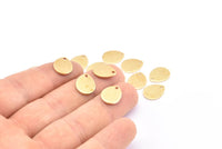 Brass Drop Charm, 24 Raw Brass Drop Charms With 1 Hole, Earrings, Findings (12x10x1mm) D916
