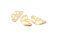 Semi Circle Charm, 12 Raw Brass Wavy Half Moon Charms With 1 Hole, Earrings, Findings (29x15x0.60mm) D844