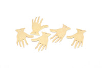Brass Hand Charms, 24 Raw Brass Textured Hand Charms With 1 Hole (25x17x0.80mm) D0655