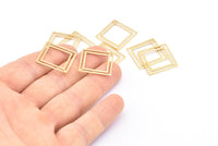 Kare Pirinç Charm, 1 Delikli 24 Ham Pirinç Kare Bağlantı Parçası (21x0,80 mm) D874