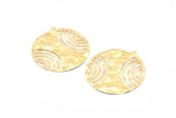 Brass Round Pendant, 8 Raw Brass Hammered Round Pendants With 1 Loop, Earrings, Findings (43x40x0.50mm) D847