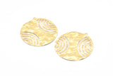 Brass Round Pendant, 8 Raw Brass Hammered Round Pendants With 1 Loop, Earrings, Findings (43x40x0.50mm) D847