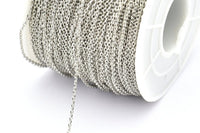 Silver Brass Chain, 20 Meters - 66 Feet Silver Tone Brass Soldered Chain (1.2x2mm) Z180
