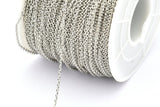 Silver Brass Chain, 20 Meters - 66 Feet Silver Tone Brass Soldered Chain (1.2x2mm) Z180