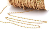 Brass Link Chain, 20 Meters - 60 Feet Raw Brass Soldered Chain (1x1.5mm) Z177