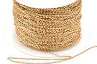 Brass Link Chain, 5m-10m-20m-50m-90m Raw Brass Soldered Chain (1x1.5mm) Z177