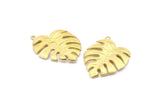 Brass Leaf Charm, Raw Brass Monstera Leaf Pendant Charms Findings (38x29x2.5mm) N0746