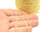 Gold Link Chain, 3 Meters - 9.9 Feet Gold Plated Brass Soldered Chain (1.2x1.8mm) Z172